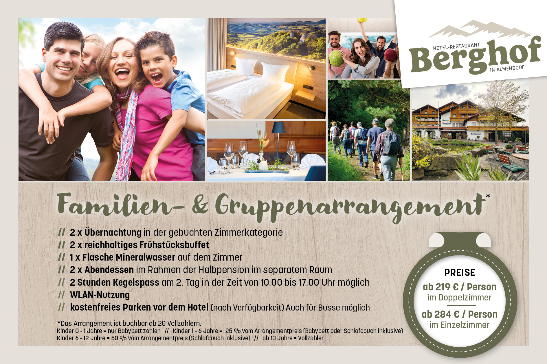 Arrangement Familienfeiern im Berghof